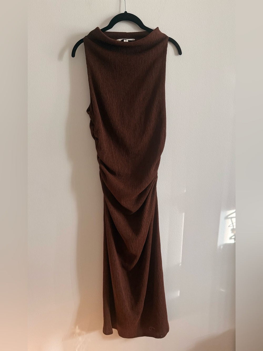 H&M Chocolate Brown Sleeveless Draped Maxi Dress
